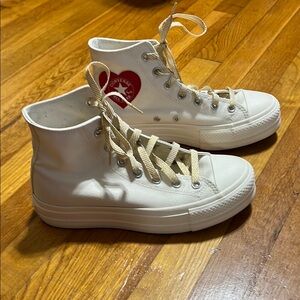 Womens White Heart Converse Platform